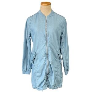 Elodie Jacket Women's M Medium Blue Chambray Jacket Full Zip Pockets